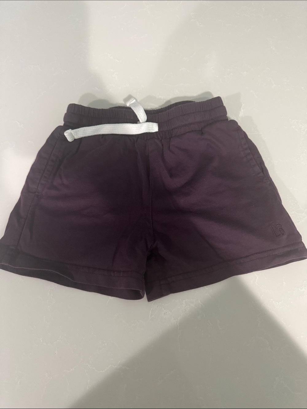 Little Bipsy Purple Athletic Drawstring Shorts with White Tie